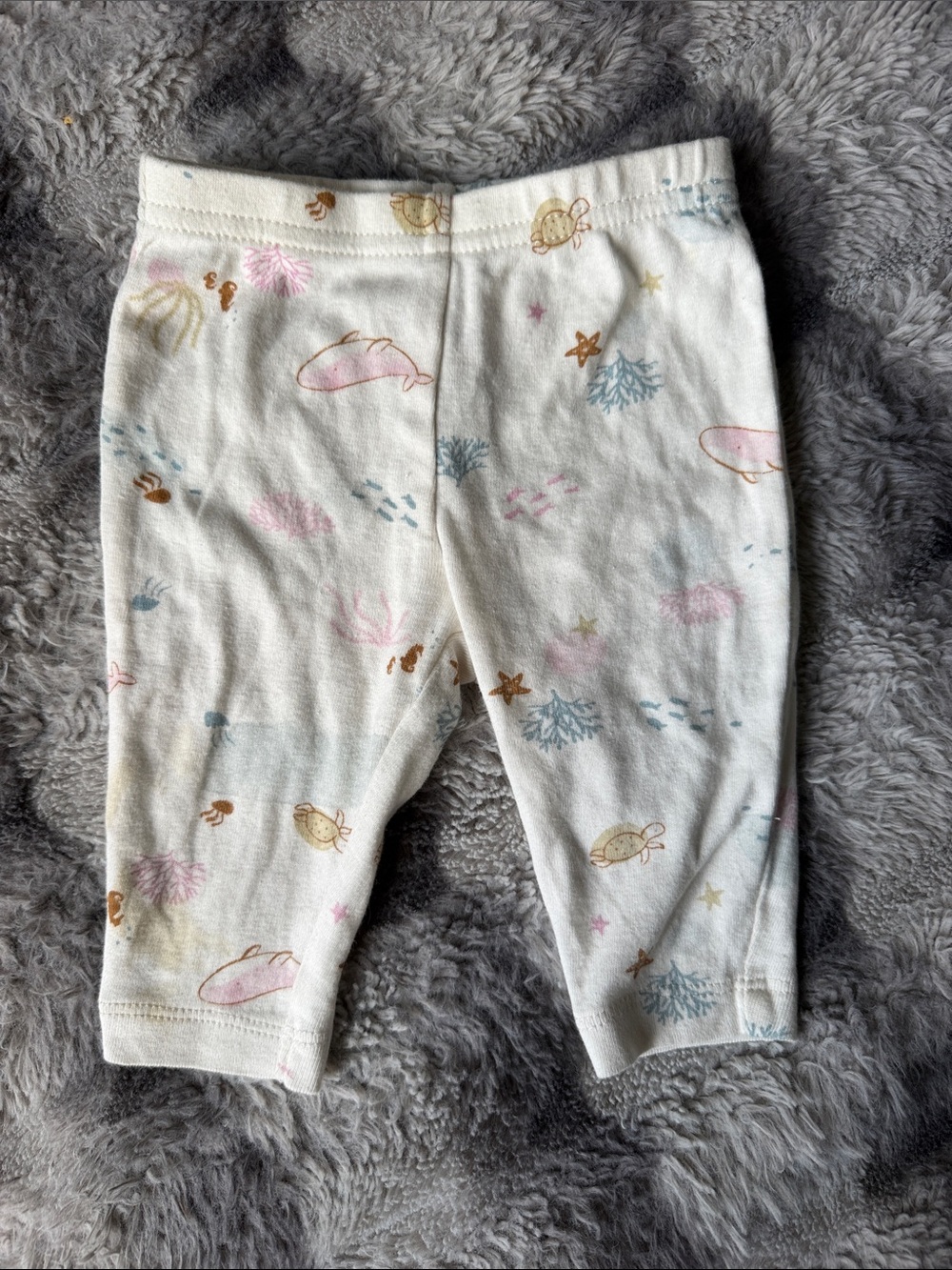 Carter's Cream Ocean Print Baby Leggings with Pastel Accents